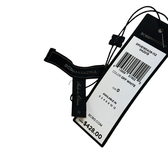 BCBGMAXAZRIA Ivory Cream Metallic Floral Embroidered Midi Dress Women’s US 0 - Picture 5 of 9